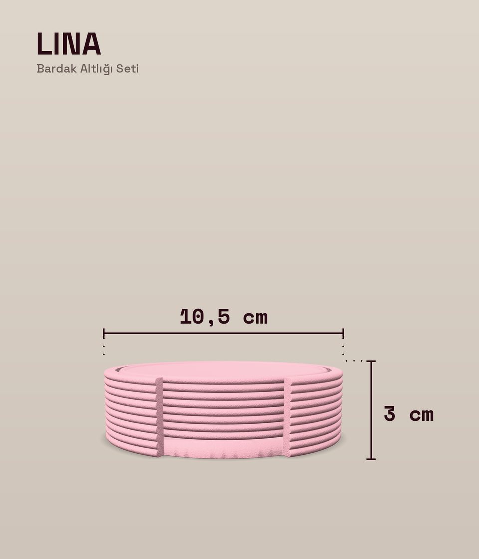 Lina Bardak Altlığı Seti ölçü şeması