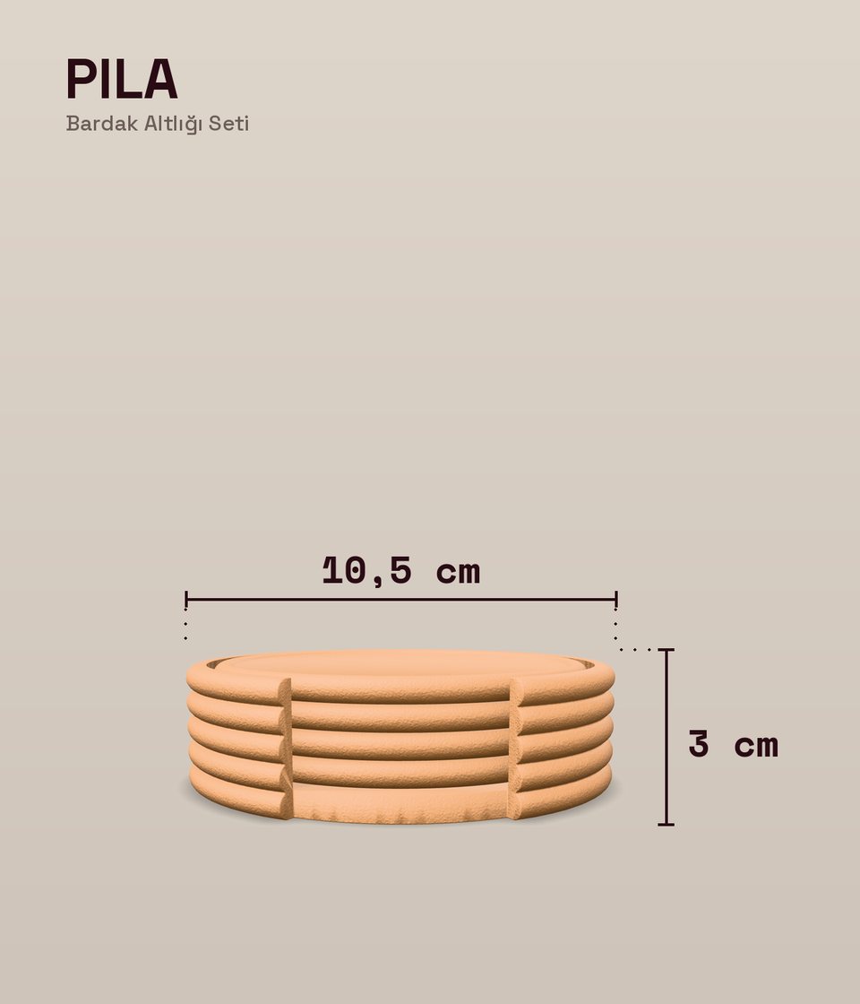 Pila Bardak Altlığı Seti ölçü şeması
