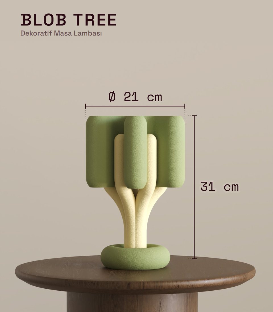 Blob Tree Dekoratif Masa Lambası ölçü şeması