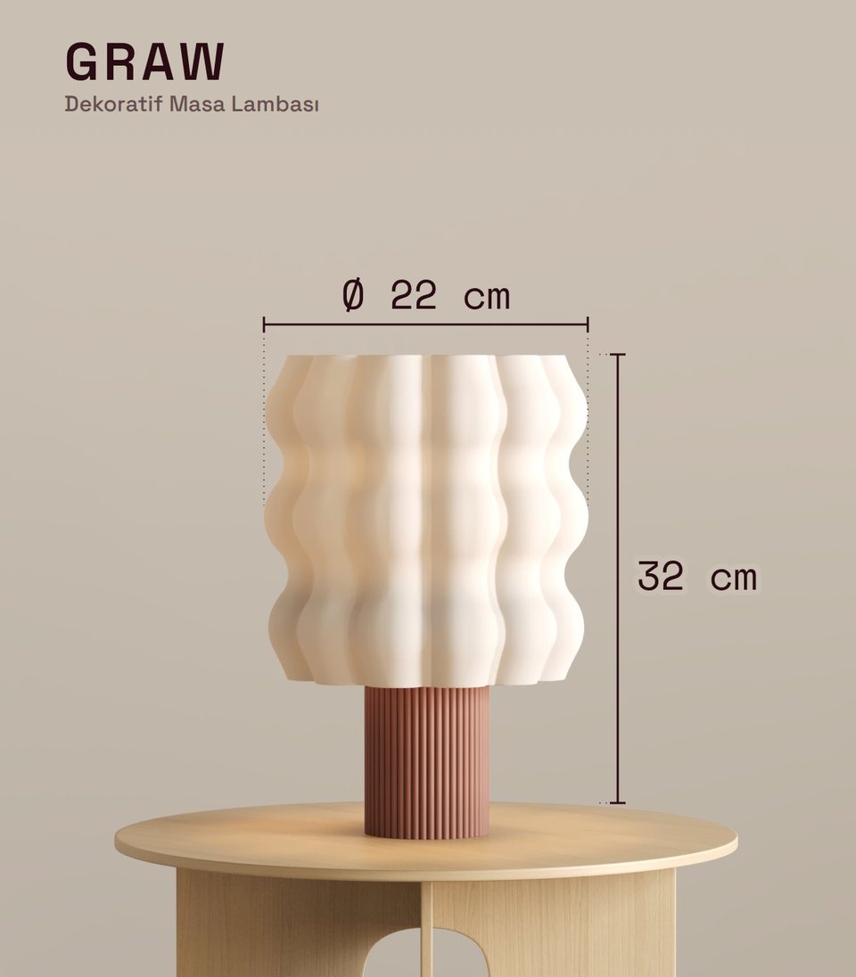 Graw Dekoratif Masa Lambası ölçü şeması