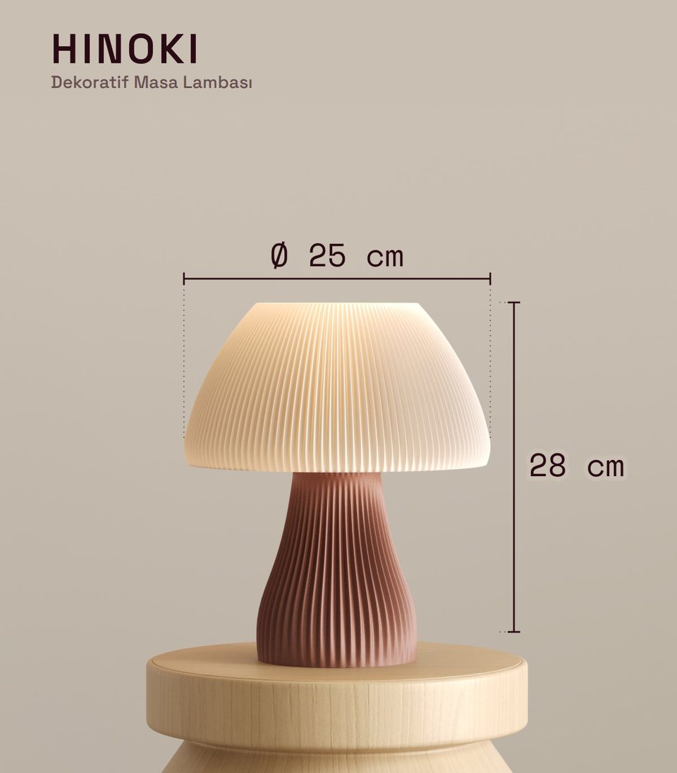 Hinoki Dekoratif Masa Lambası ölçü şeması