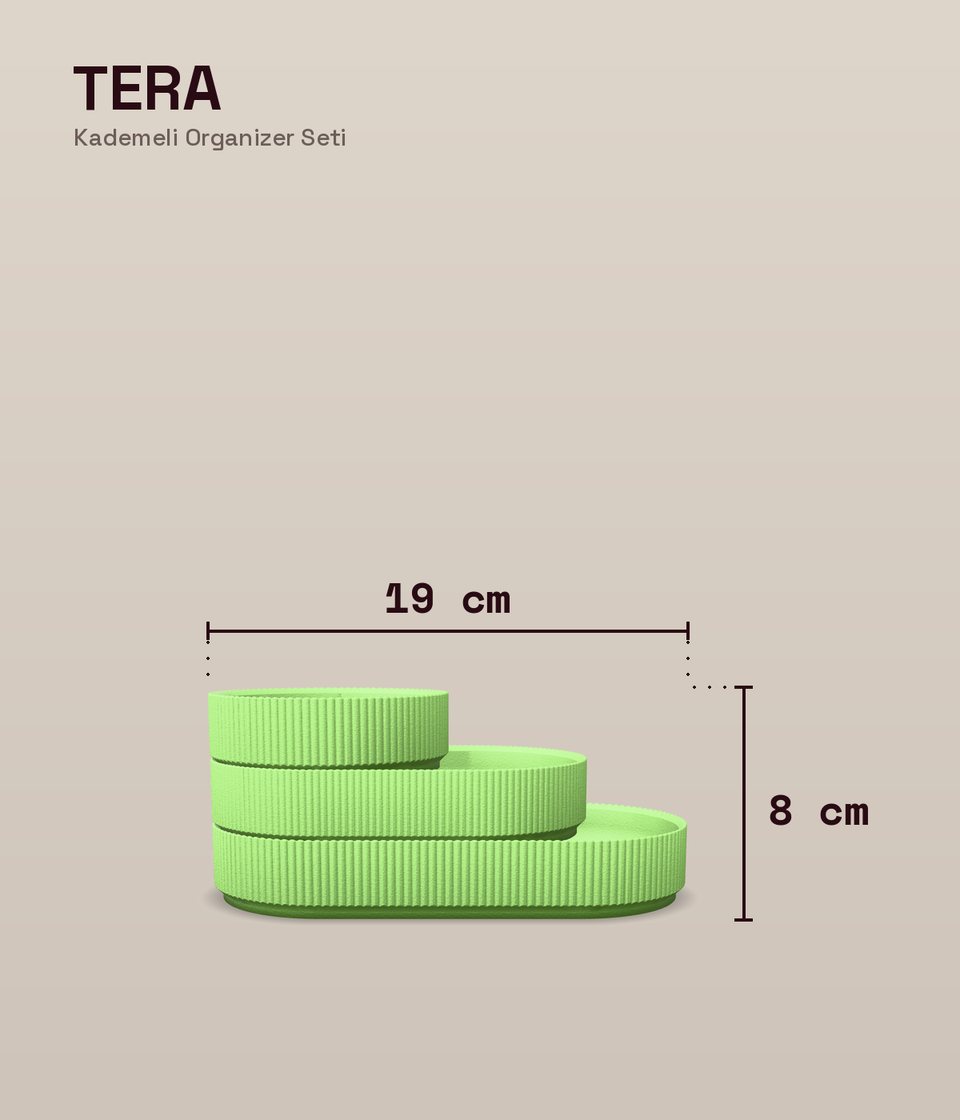 Tera Kademeli Organizer Seti ölçü şeması
