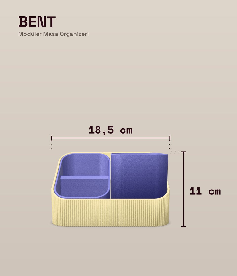 Bent Modüler Masa Organizeri ölçü şeması