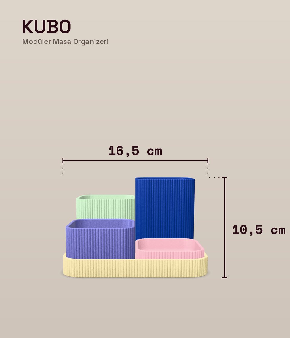 Kubo Modüler Masa Organizeri ölçü şeması