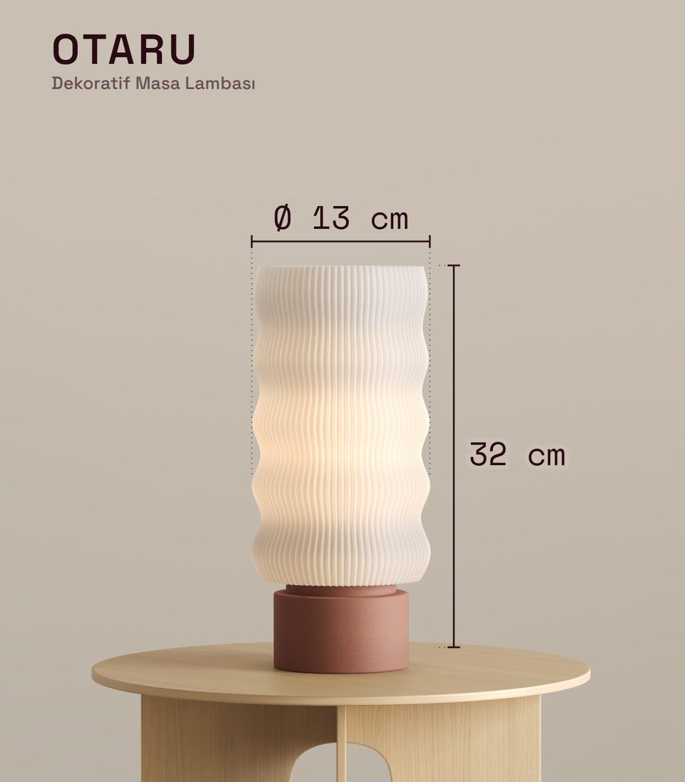 Otaru Dekoratif Masa Lambası ölçü şeması