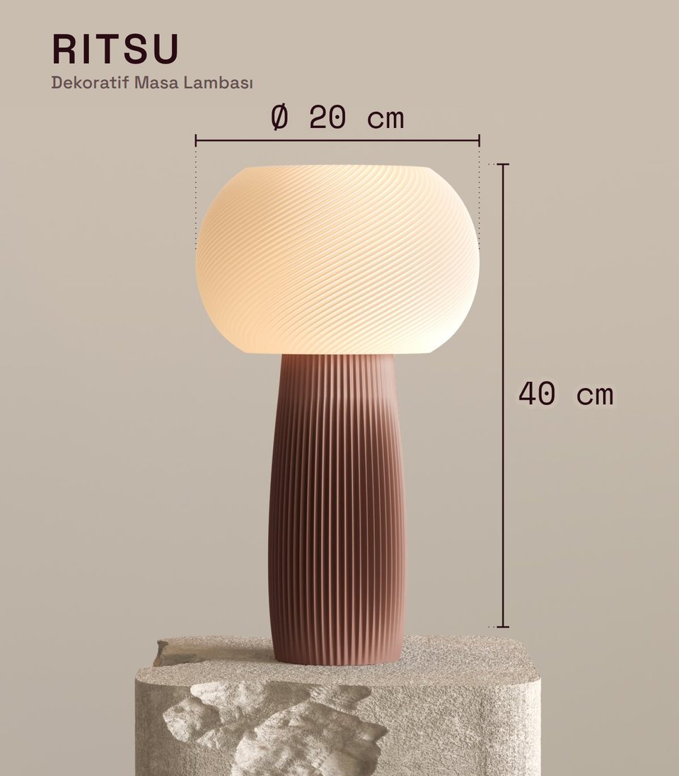 Ritsu Decorative Table Lamp dimension drawing