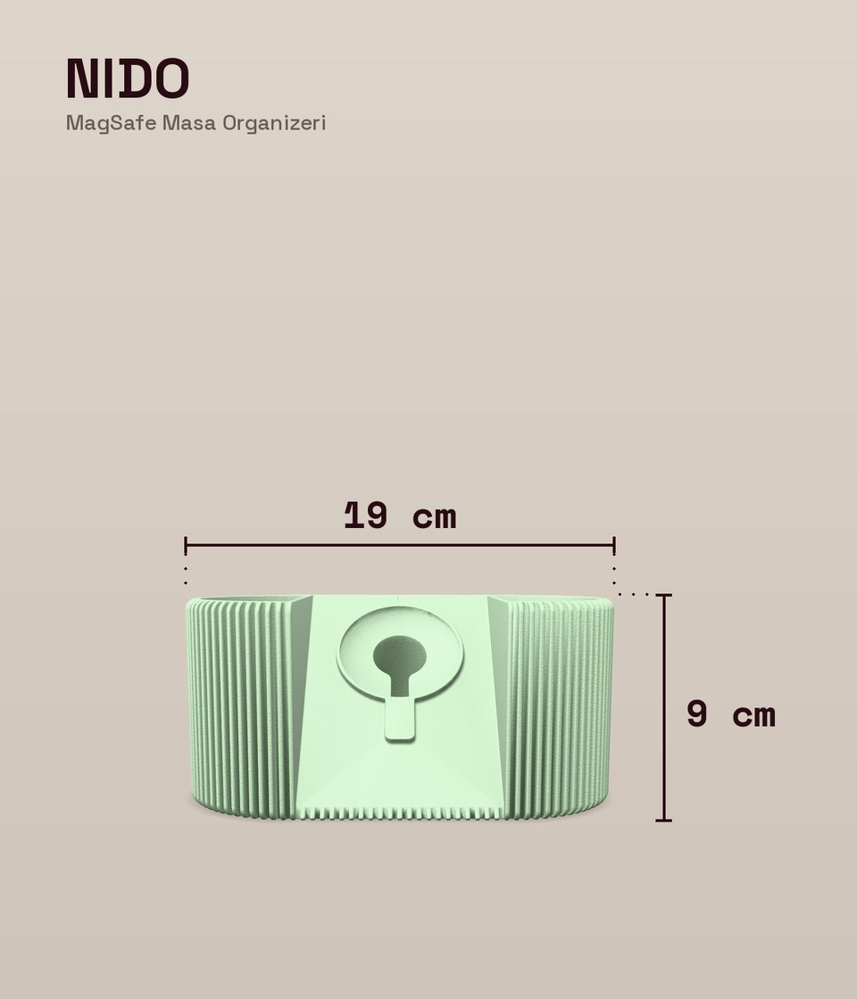 Nido MagSafe Masa Organizeri ölçü şeması