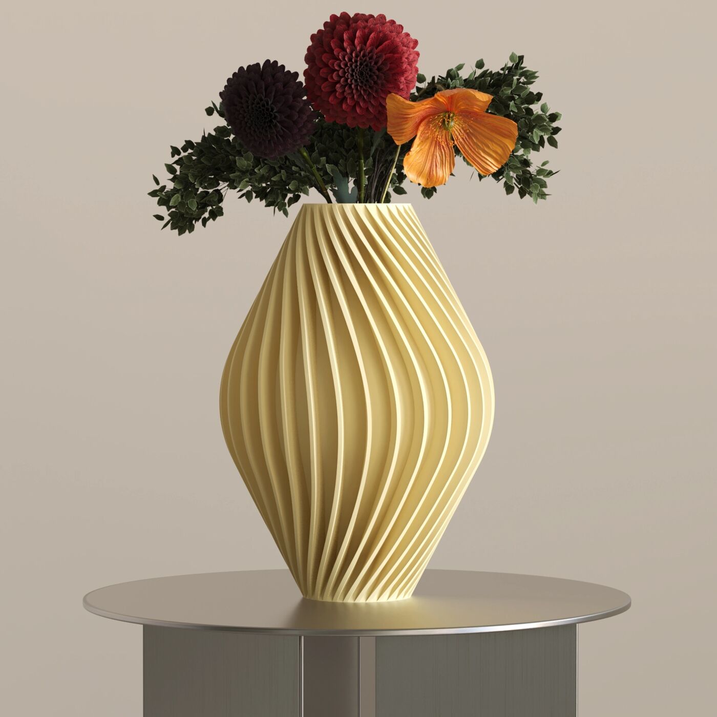 Cylin Dekoratif Vazo – Almond Yellow