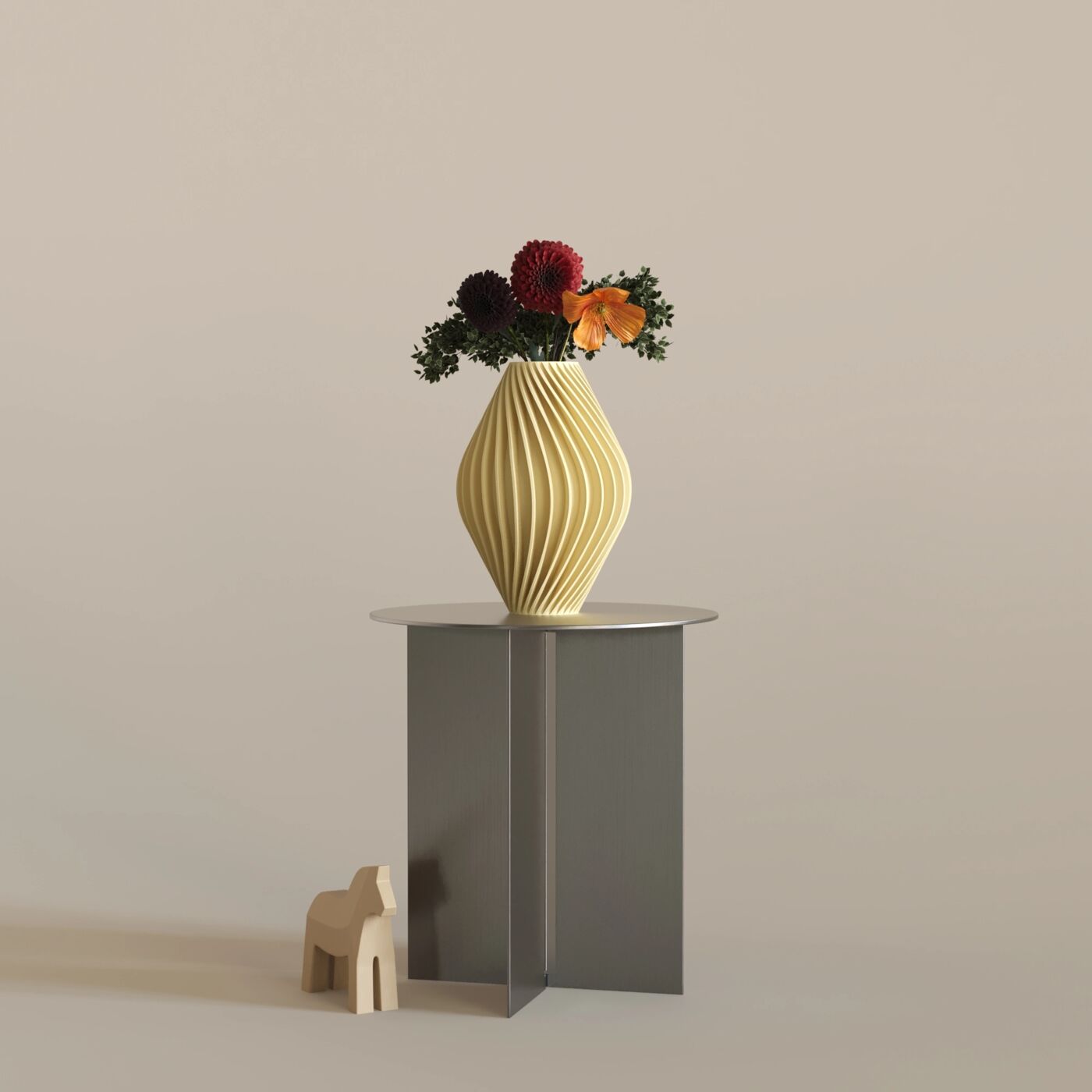 Cylin Dekoratif Vazo – Almond Yellow