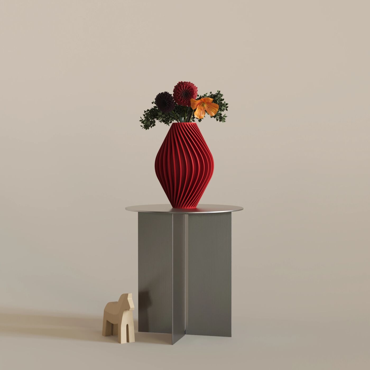 Cylin Dekoratif Vazo – Chinese Red