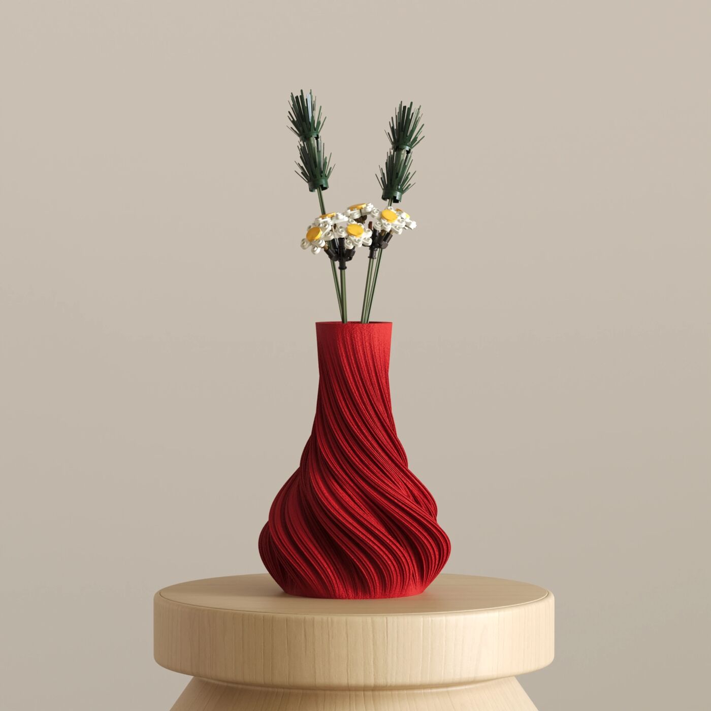 Tuff Dekoratif Vazo – Chinese Red