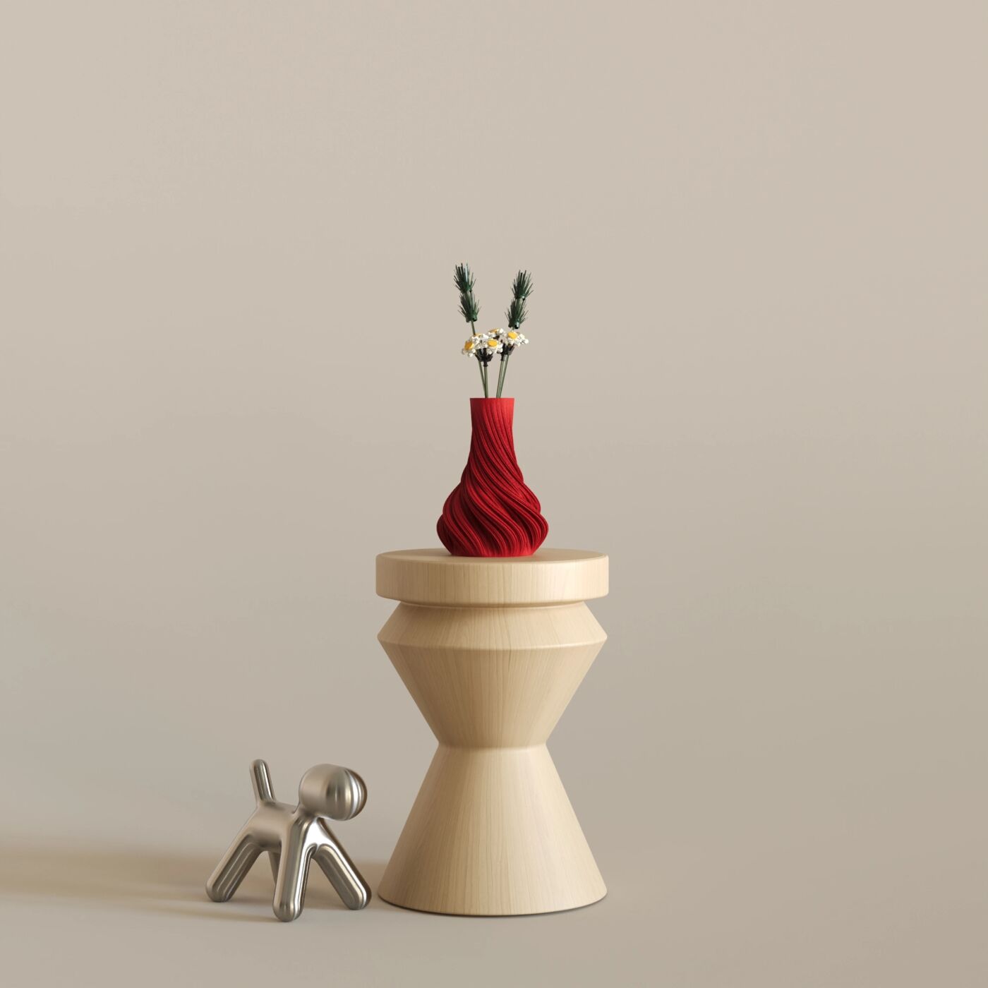 Tuff Dekoratif Vazo – Chinese Red