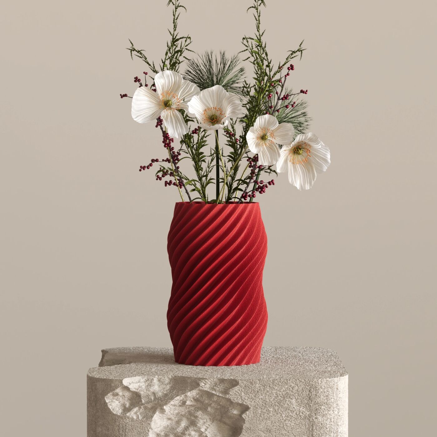 Vein Dekoratif Vazo – Chinese Red