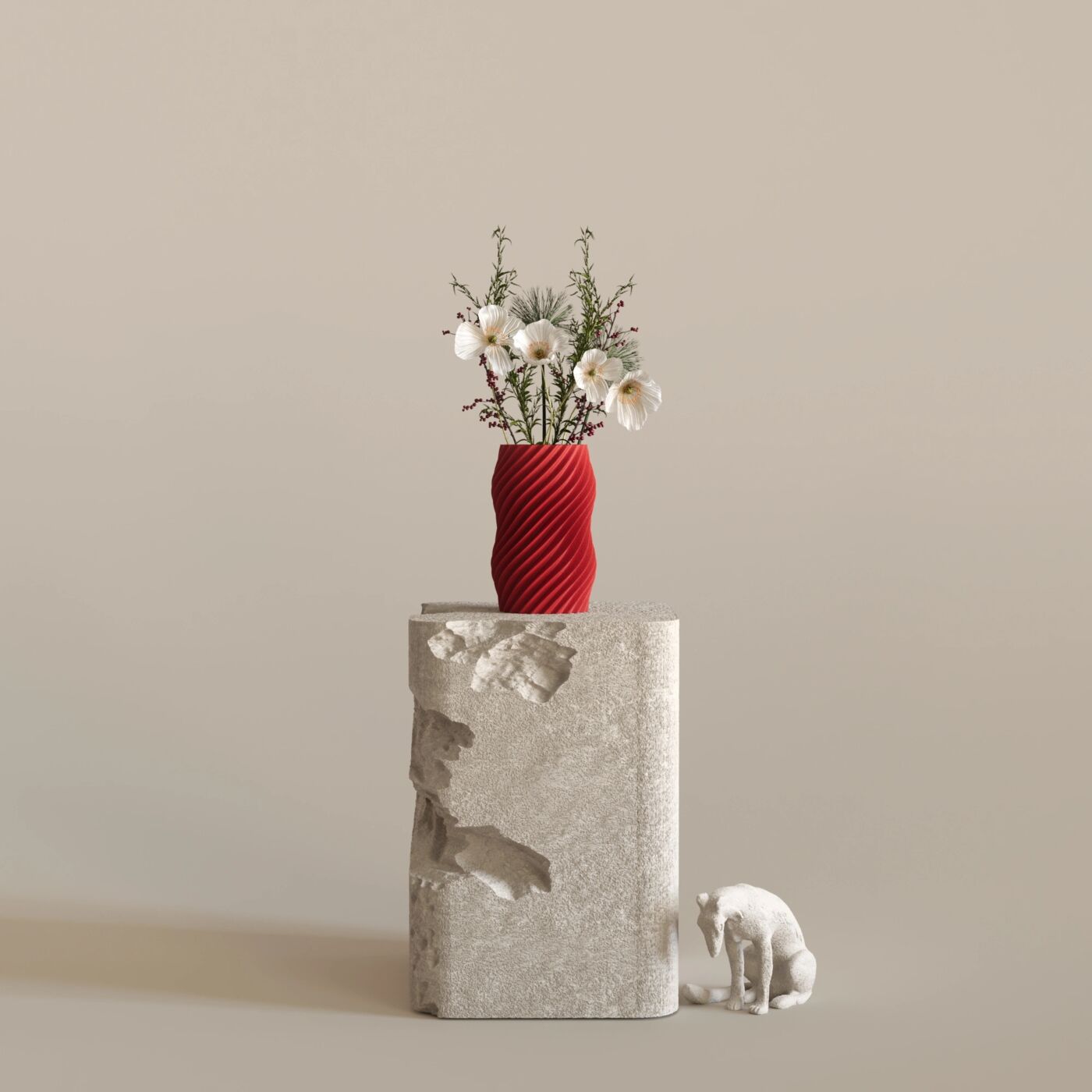 Vein Dekoratif Vazo – Chinese Red