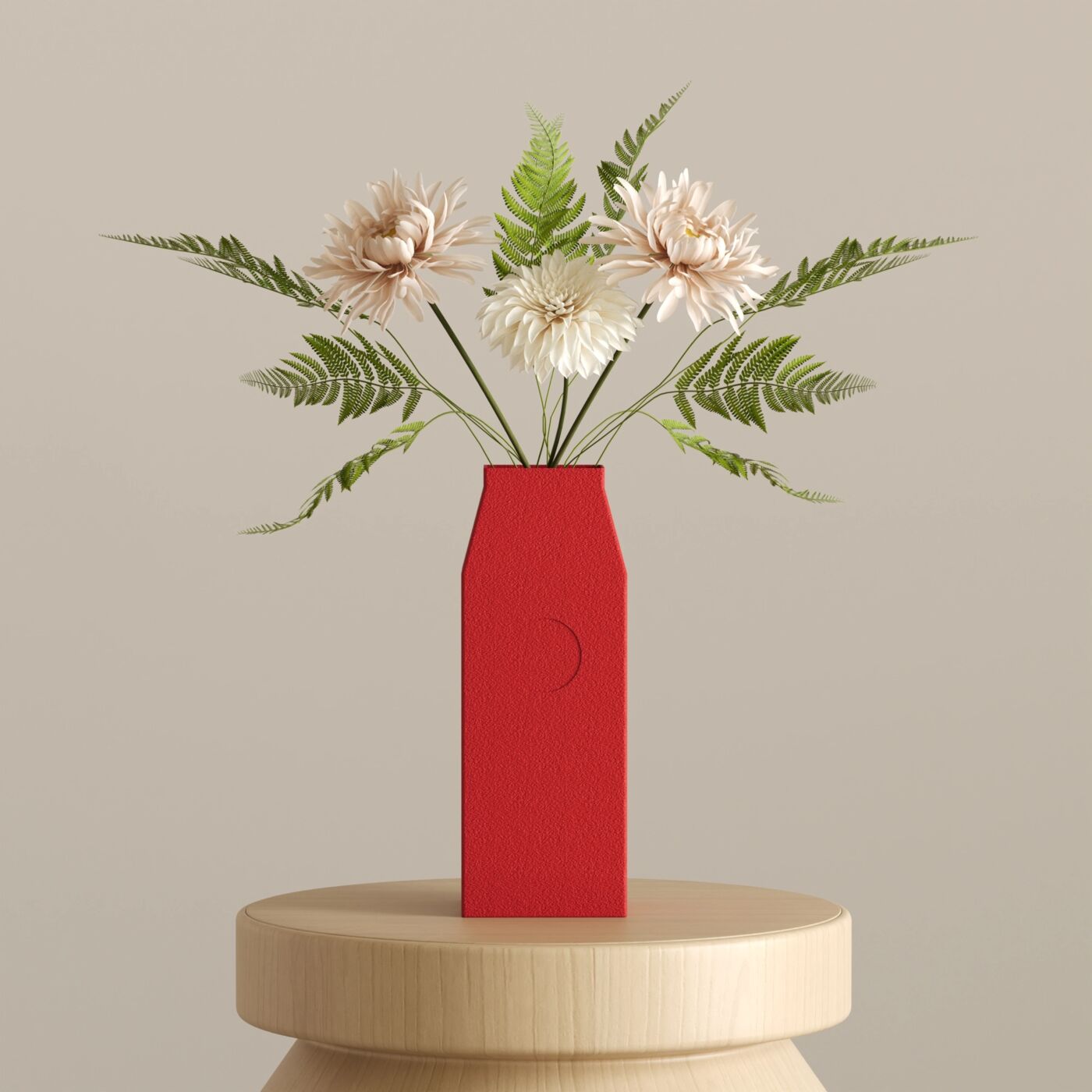 Milky Dekoratif Vazo – Chinese Red